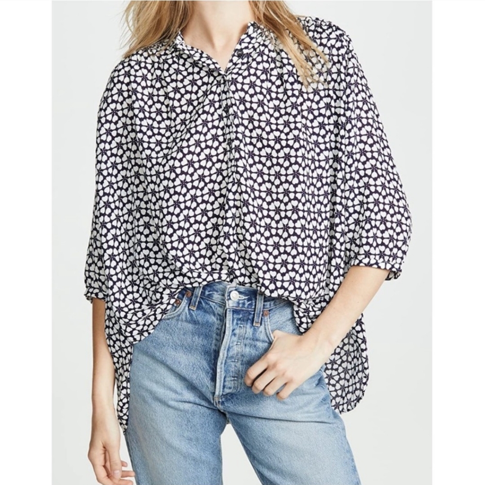 💎 Rebecca Minkoff Women's Top Floral Patterned Popover Blouse #0045